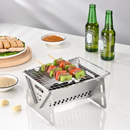 Edelstahl Klappgrill - Kompakter Mini Grill Für Außenbereich, Leicht & Tragbar 2