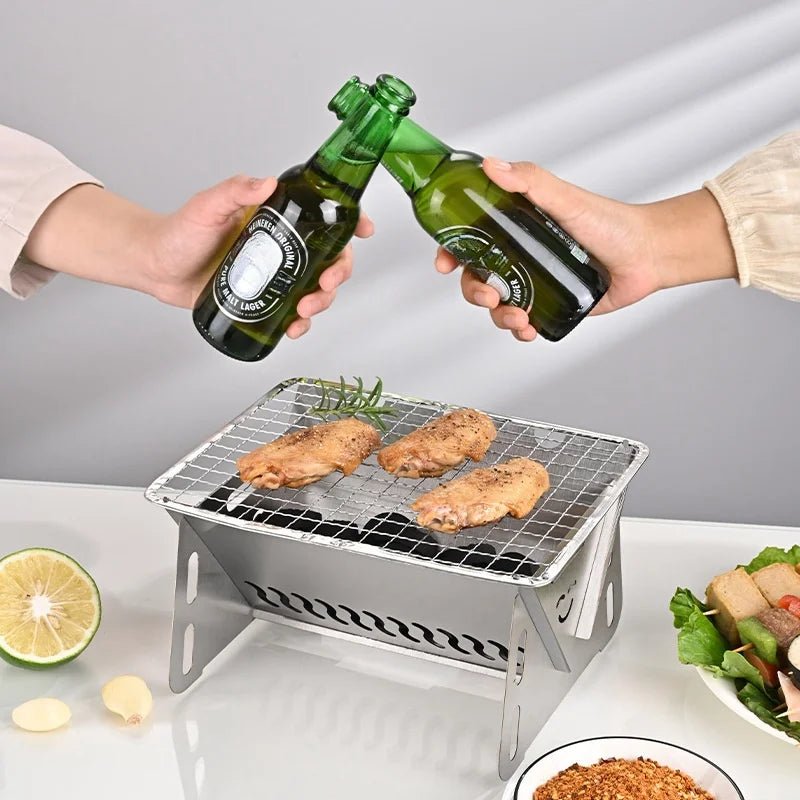 Edelstahl Klappgrill - Kompakter Mini Grill Für Außenbereich, Leicht & Tragbar 3