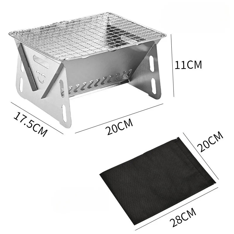 GRILLFOLD – Gril portable en acier inoxydable au charbon de bois pour la cuisine en plein air