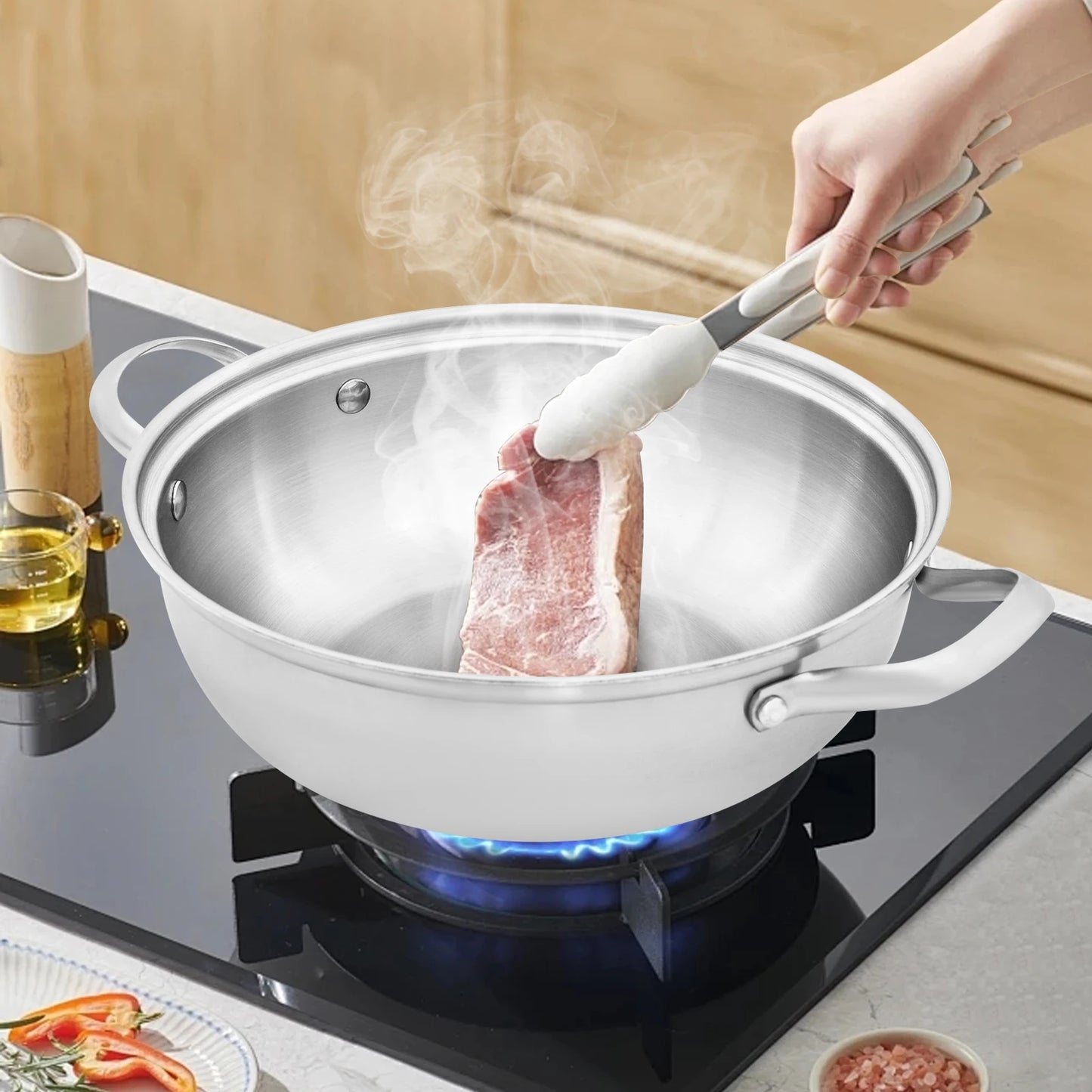 SmartBoil – Casserole universelle en acier inoxydable avec couvercle pour tous types de cuisinières