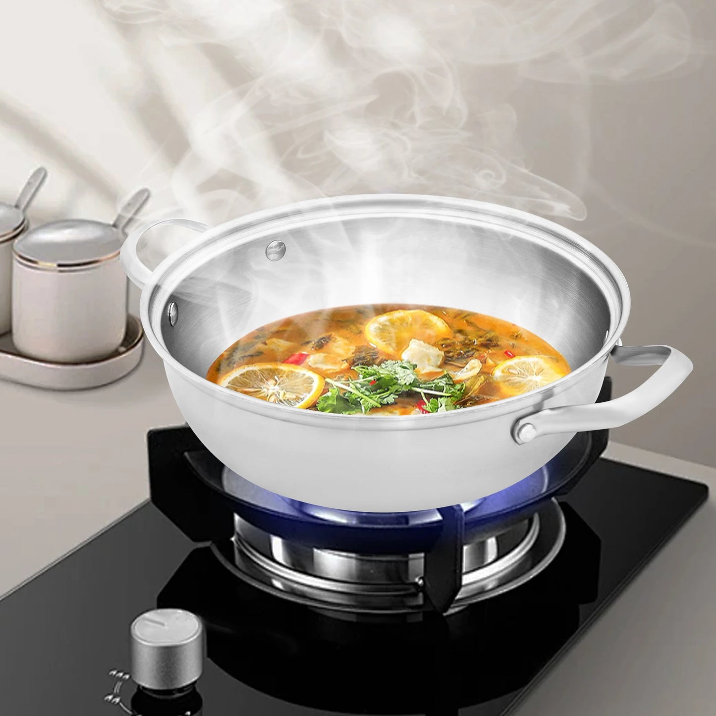 SmartBoil – Casserole universelle en acier inoxydable avec couvercle pour tous types de cuisinières