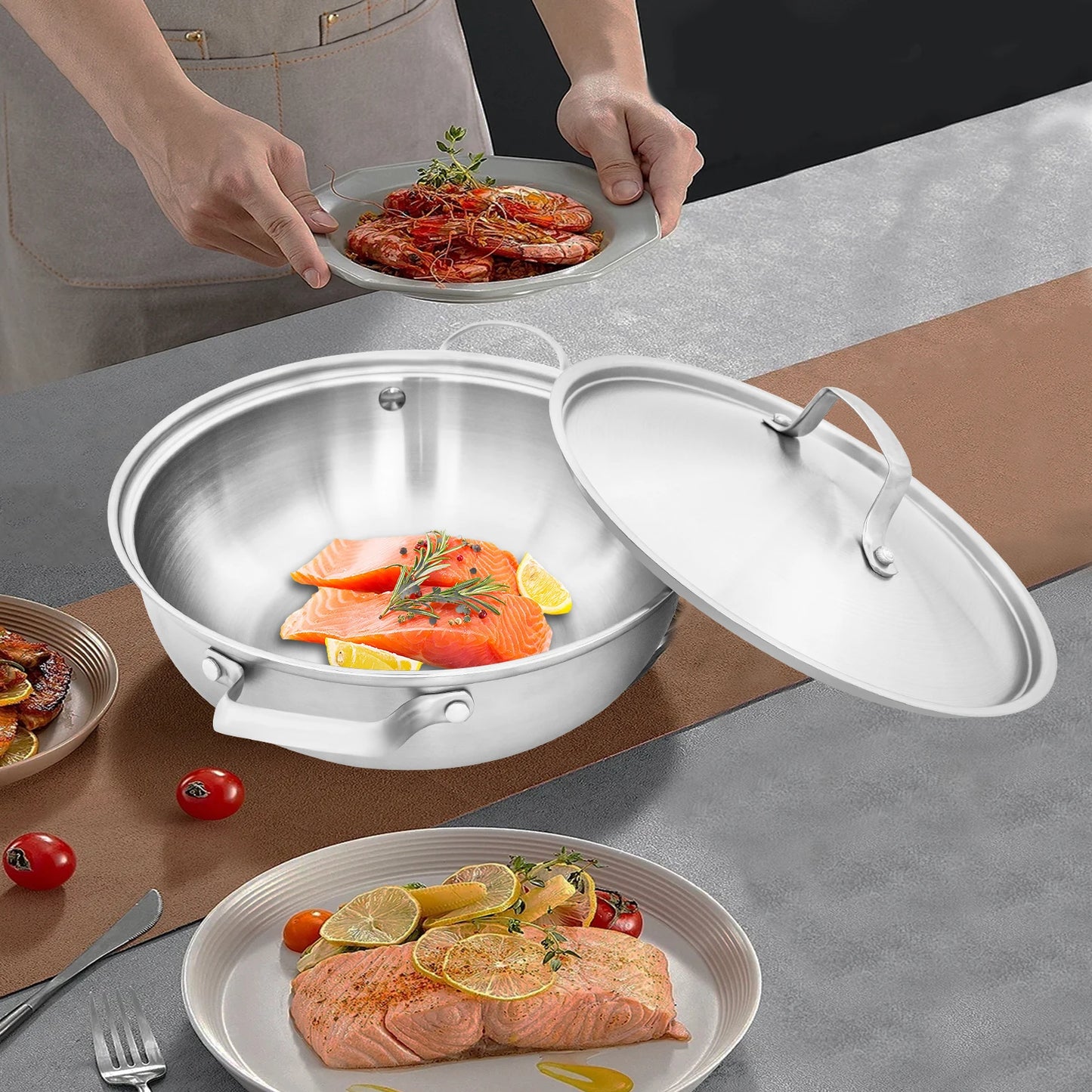 SmartBoil – Casserole universelle en acier inoxydable avec couvercle pour tous types de cuisinières
