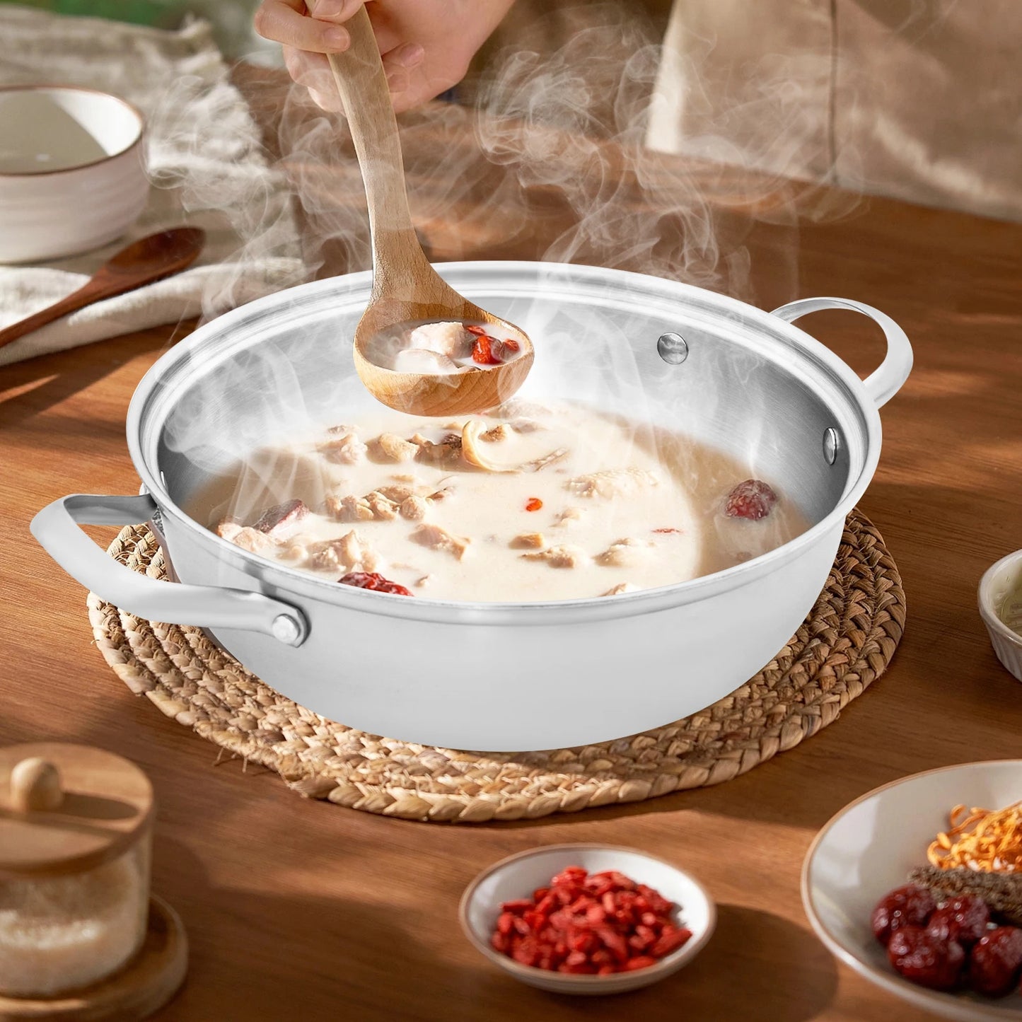 SmartBoil – Casserole universelle en acier inoxydable avec couvercle pour tous types de cuisinières