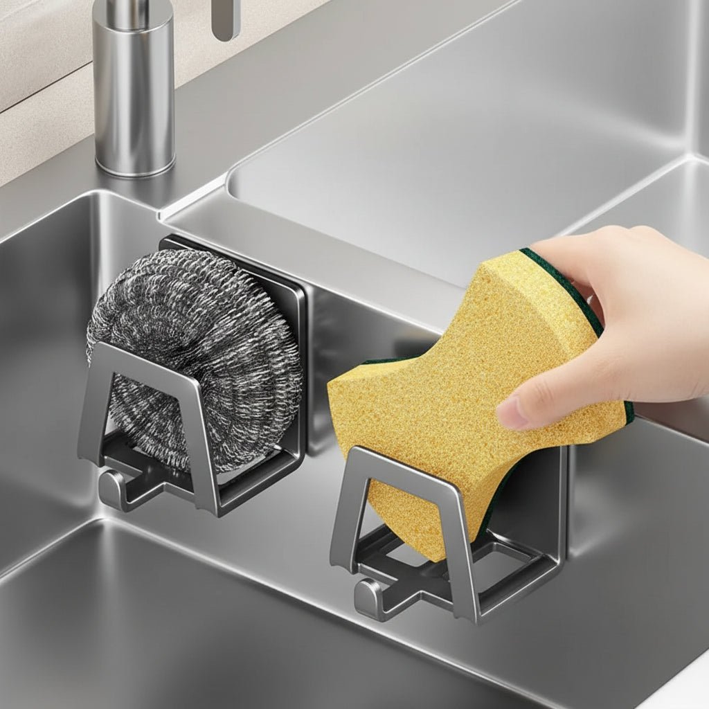 Edelstahl Küchenspüle-Caddy - Selbstklebender Küchenorganizer für Schwämme und Utensilien 4