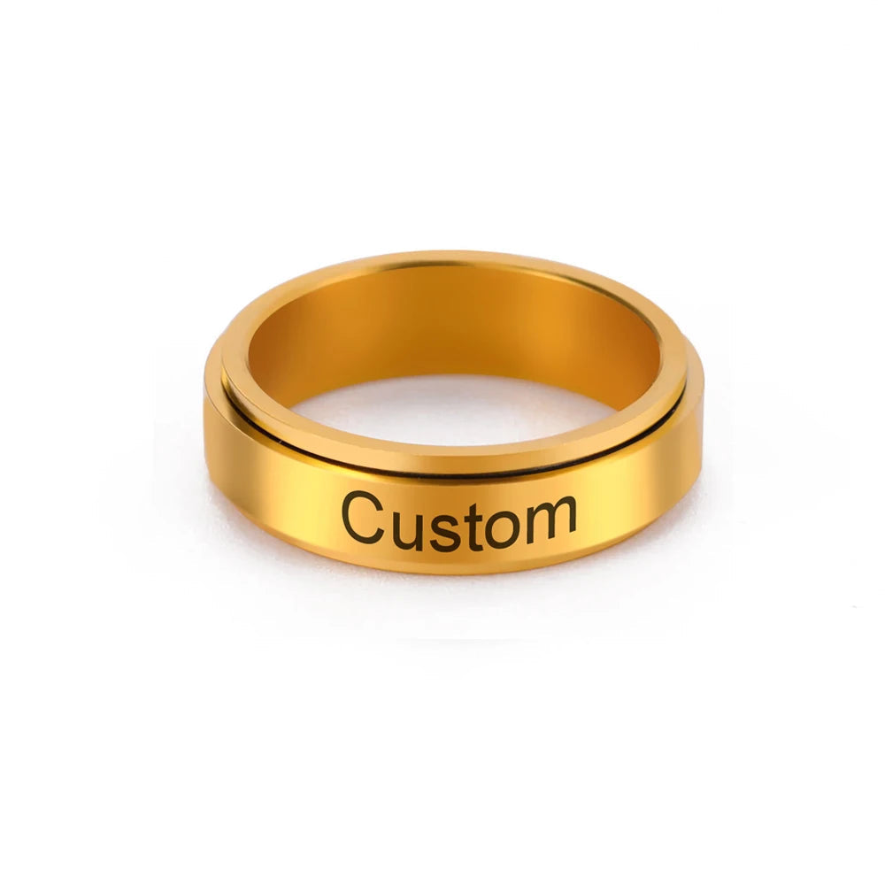 VORTENO – Stainless Steel Spinner Ring with Engraving for Couples
