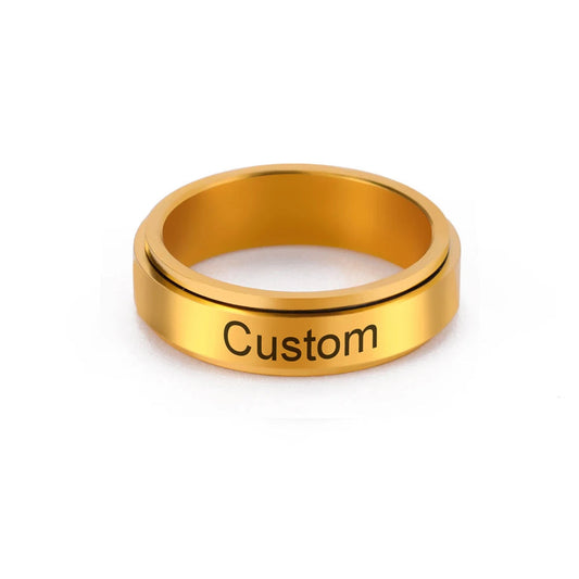 VORTENO – Stainless Steel Spinner Ring with Engraving for Couples