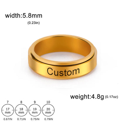 VORTENO – Stainless Steel Spinner Ring with Engraving for Couples