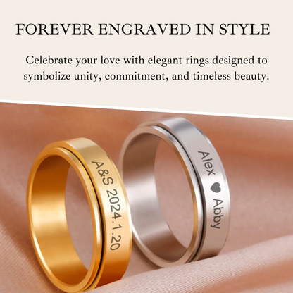 VORTENO – Stainless Steel Spinner Ring with Engraving for Couples