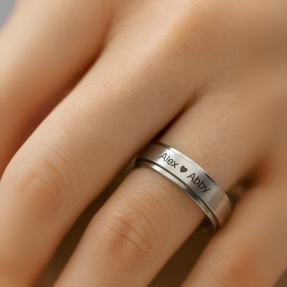VORTENO – Stainless Steel Spinner Ring with Engraving for Couples