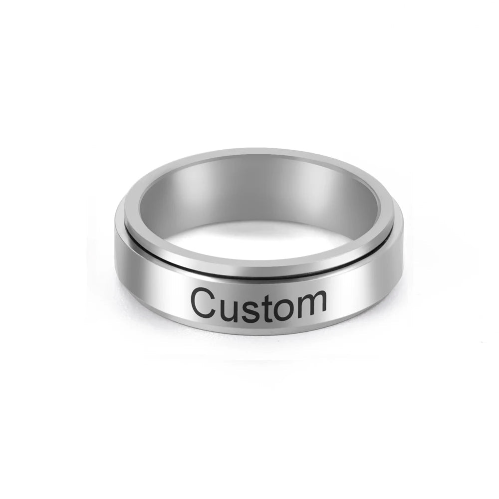 VORTENO – Stainless Steel Spinner Ring with Engraving for Couples