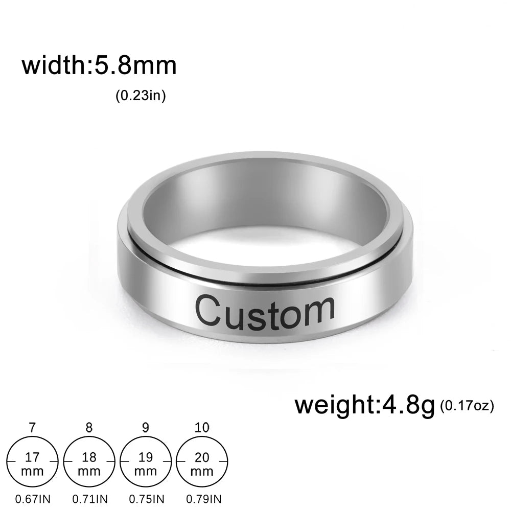 VORTENO – Stainless Steel Spinner Ring with Engraving for Couples