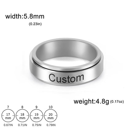 VORTENO – Stainless Steel Spinner Ring with Engraving for Couples