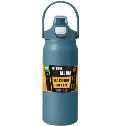 Edelstahl Thermoskanne 800/1000/1200/1500 ml mit Strohhalm - Doppelwandige Vakuumisolierung 10