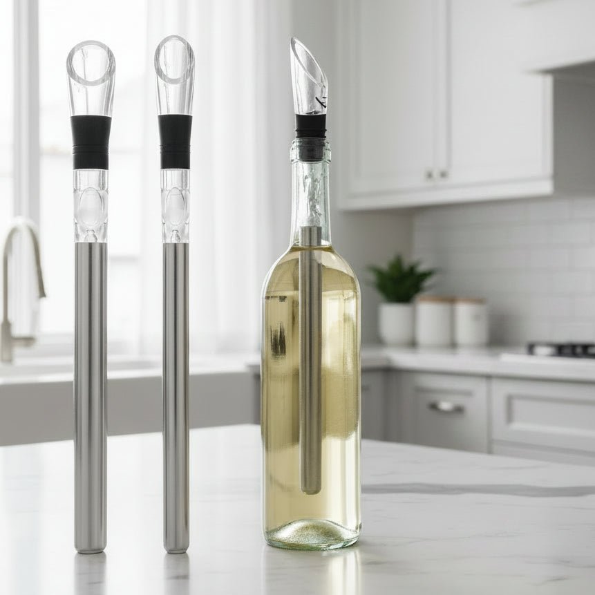 Edelstahl Weinkühler - 3-in-1 Kühler, Belüfter & Ausgießer für Perfekten Weingenuss 0