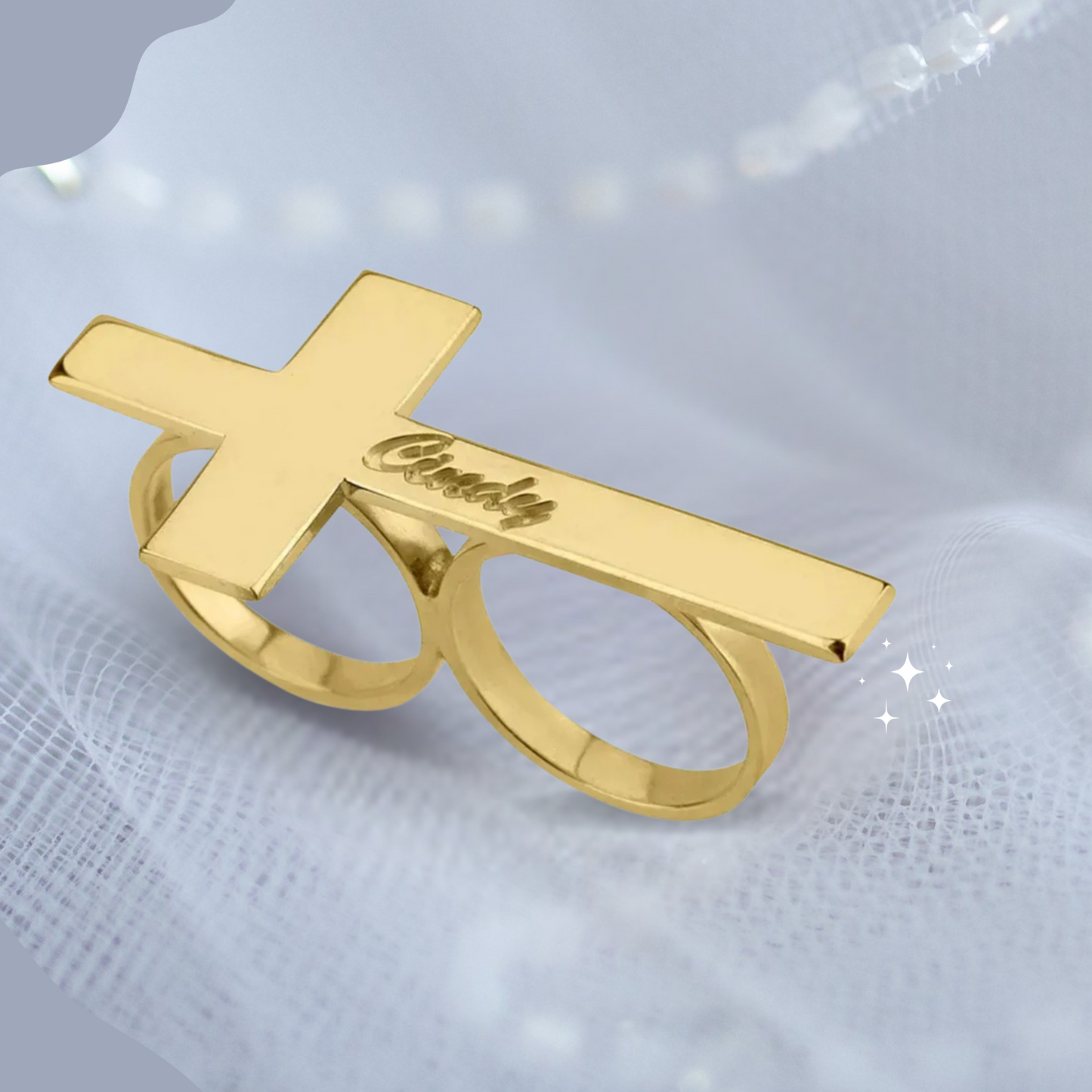 DUOVIA – Stainless Steel Two-Finger Ring with Engraving