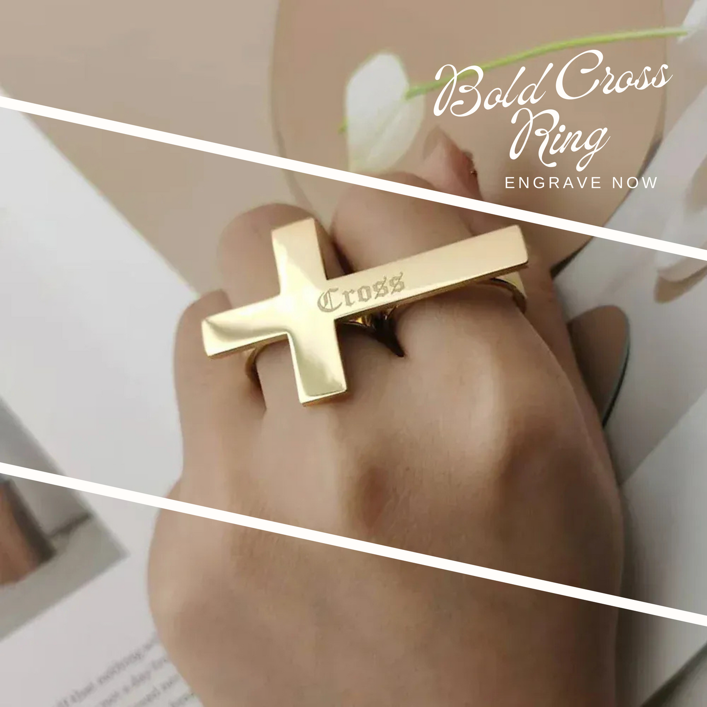 DUOVIA – Stainless Steel Two-Finger Ring with Engraving