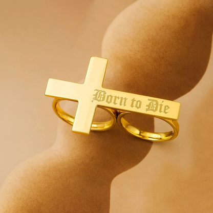 DUOVIA – Stainless Steel Two-Finger Ring with Engraving