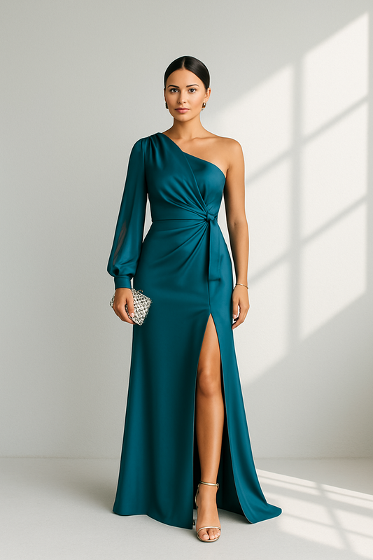 SCULPTA One-Shoulder Dress - Asymmetric dress with draping & slit for elegant silhouettes
