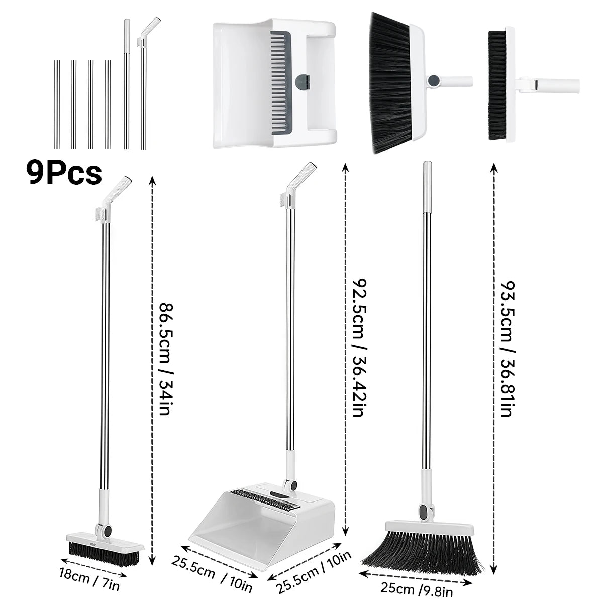 Effizientes 3-in-1 Besen- und Kehrschaufel-Set für Haushalt und Büro 1