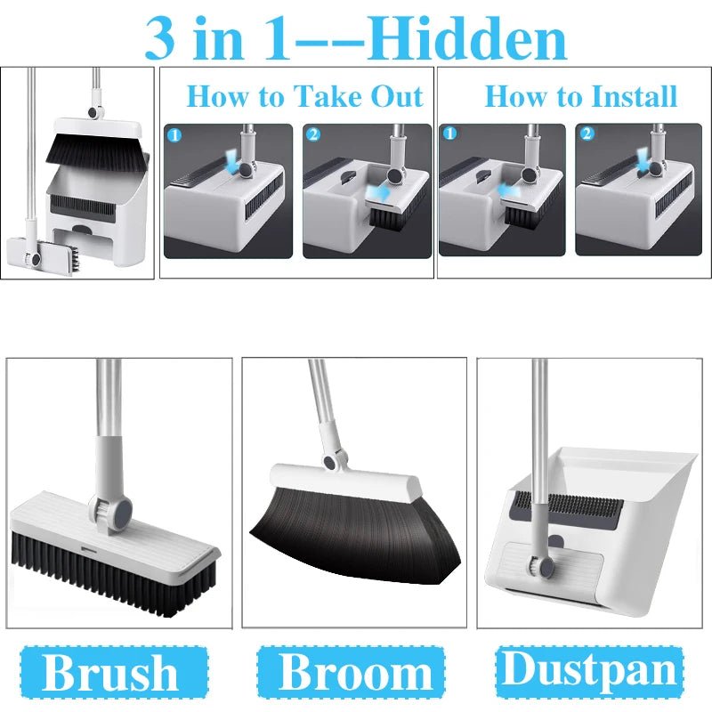 Effizientes 3-in-1 Besen- und Kehrschaufel-Set für Haushalt und Büro 5