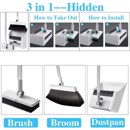 Effizientes 3-in-1 Besen- und Kehrschaufel-Set für Haushalt und Büro 5