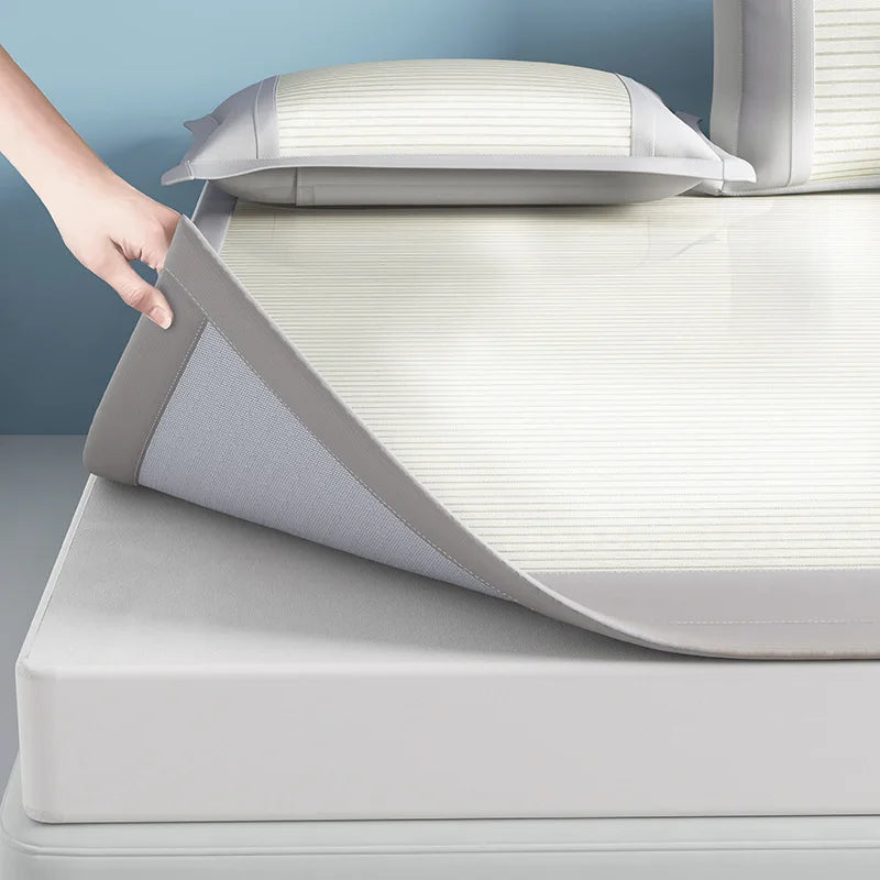 Eisseide Spannbettlaken 180x200 mit Kühlmatte für Erholsamen Schlaf 1