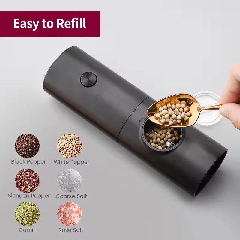 SEASONFIX – Electric Salt and Pepper Mill Set with LED Light and Adjustable Grind
