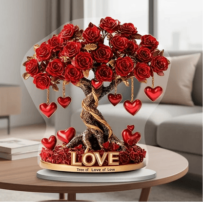 NOBLEHEART GEM – Eleganter herzförmiger Kristallrosenbaum mit goldener Basis