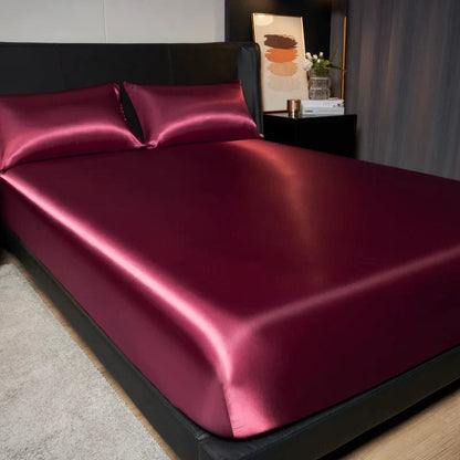 SATINRUHE – Drap-housse en satin de soie glacée rafraîchissant avec maintien élastique