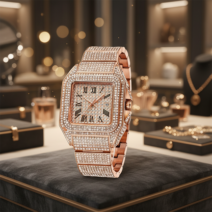 Elegante Strassuhr Damen - Quadratisches Design, Edelstahl, Hochwertige Materialien, Vielseitig für Jeden Anlass 10