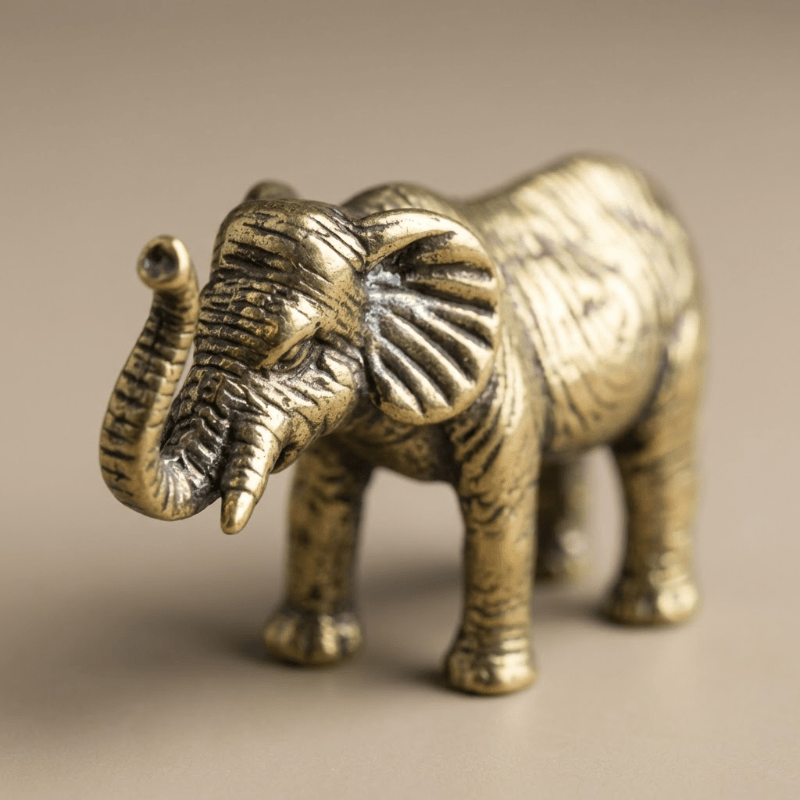 Eleganter Messing-Elefant - Handgefertigte Deko für Schreibtisch & Regal 1