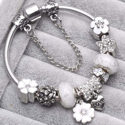 Elegantes Blumen-Charm-Armband aus 925er Sterlingsilber für Damen – von der Natur inspiriertes Design 4