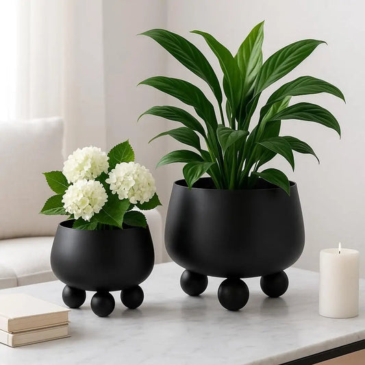 Elegantes Keramik-Pflanzgefäß-Set Schwarz – Modernes Design für Innen & Außen 0