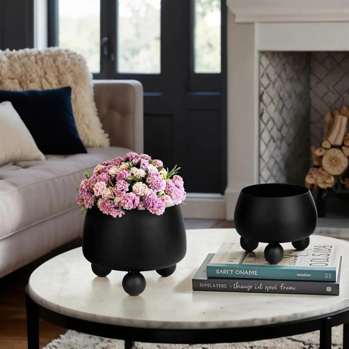 Elegantes Keramik-Pflanzgefäß-Set Schwarz – Modernes Design für Innen & Außen 1