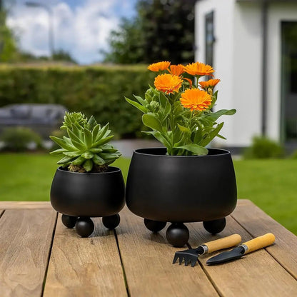 Elegantes Keramik-Pflanzgefäß-Set Schwarz – Modernes Design für Innen & Außen 2