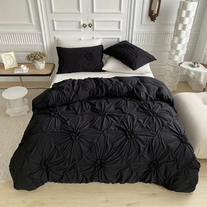RuffledWeave Duvet Set – Elegant Ruffle Flower Duvet Cover Set made of Microfiber