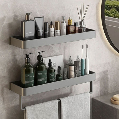 AquaShelf - Elegant wall shelf for the bathroom with towel rail & drill-free installation