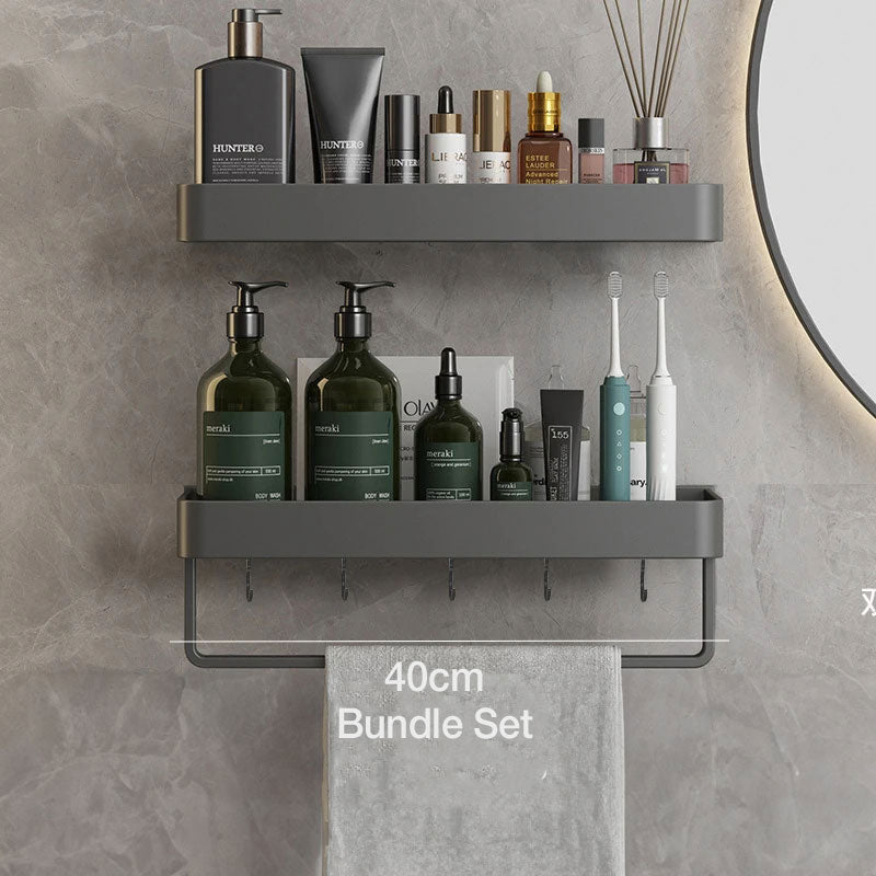 AquaShelf - Elegant wall shelf for the bathroom with towel rail & drill-free installation