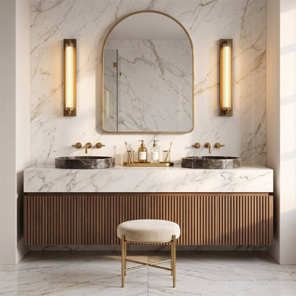 ELYVEN – Antique brass wall light with clear acrylic shade