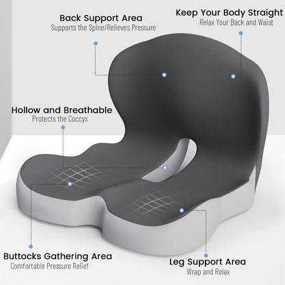 ErgoComfort Pad – Ergonomisch zitkussen met lendensteun voor kantoor, auto & reizen