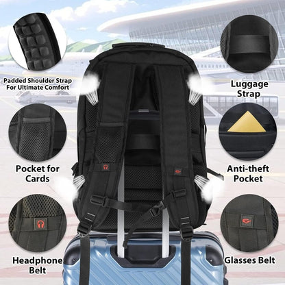 Extragroßer Reiserucksack 55L mit USB-Ladeanschluss & RFID-Schutz für Reisen 5