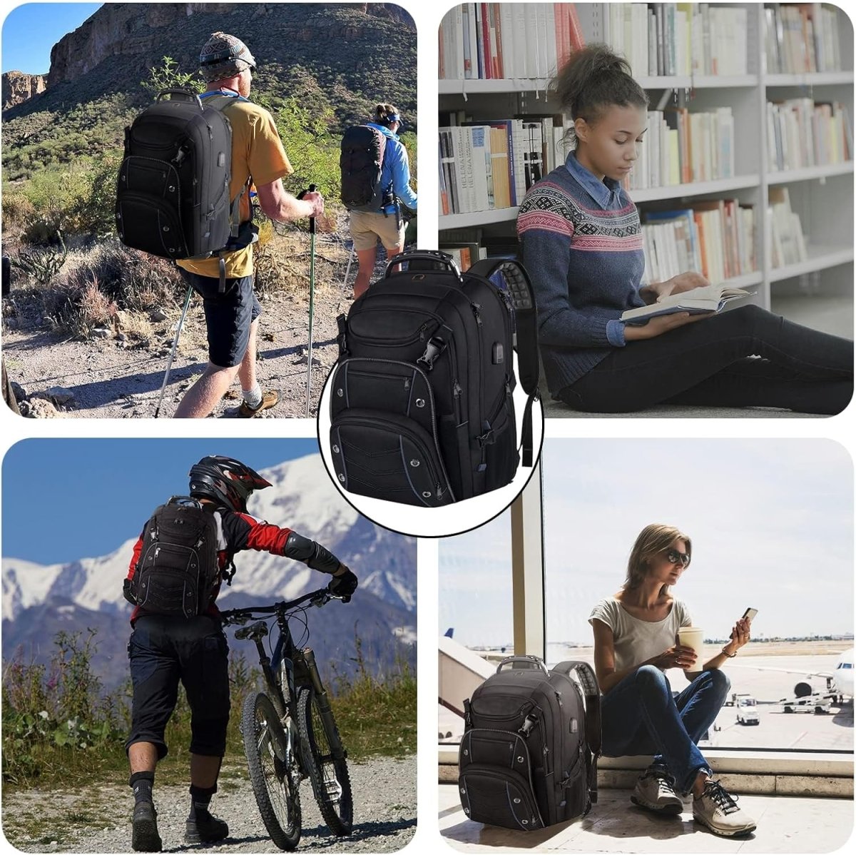 Extragroßer Reiserucksack 55L mit USB-Ladeanschluss & RFID-Schutz für Reisen 6