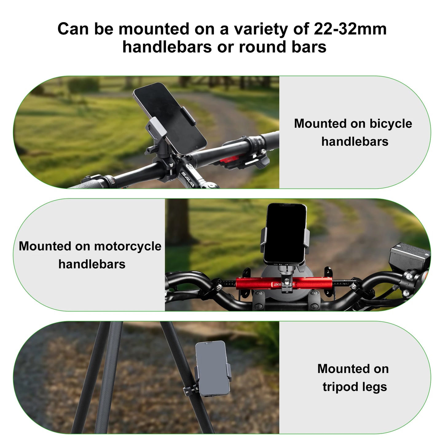 GRIPMOUNT PRO - CNC aluminium handlebar mount for 1-inch ball heads (22-32 mm)