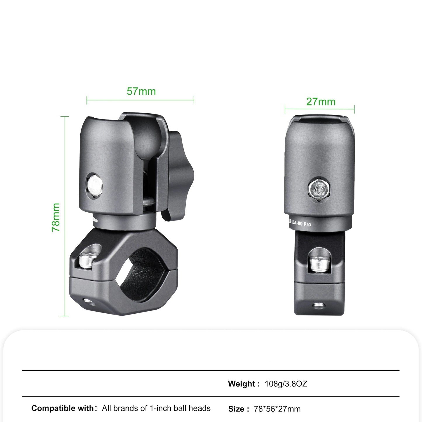 GRIPMOUNT PRO - CNC aluminium handlebar mount for 1-inch ball heads (22-32 mm)