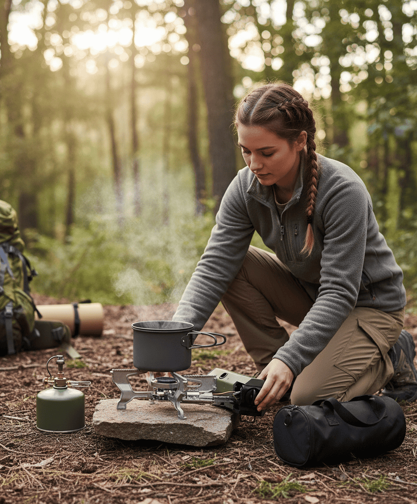 FLAMECAMP – Tragbarer Butan-Campingkocher mit Aufbewahrungstasche und Gasflasche 3