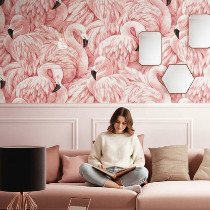 FLAMINGLOW – Tapetenrolle „Tropischer Flamingo“ für Mädchenzimmer, Zartrosa, 10 m x 52 cm 6