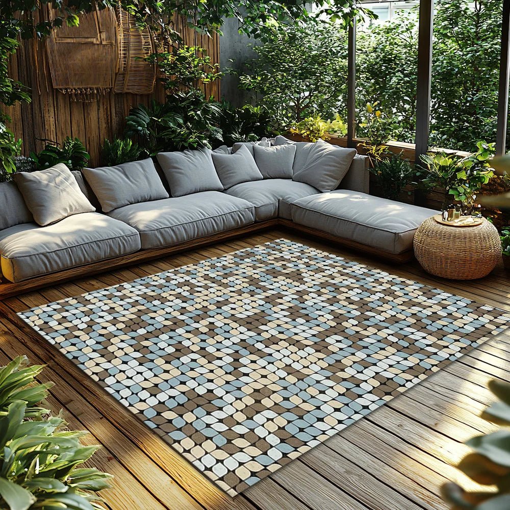 FLOORVISTA – Weicher Flanellteppich mit markantem geometrischem Muster, waschbar und rutschfest. 1