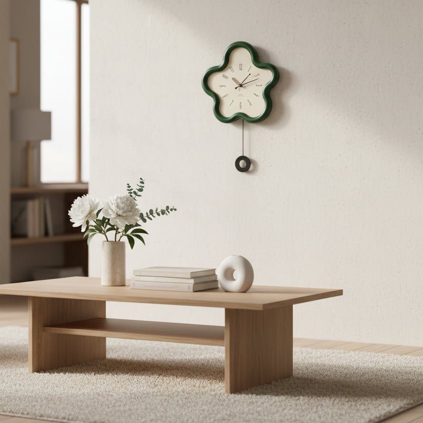 FLORACLOCK – 3D-Blumenpendel-Wanduhr mit geräuschlosem schleichendem Uhrwerk 1