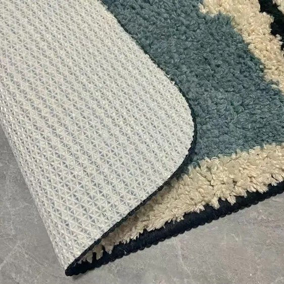 FORMIVA – Abstrakte, handgefertigte Badematte mit rutschfester Unterseite für das Badezimmer 6