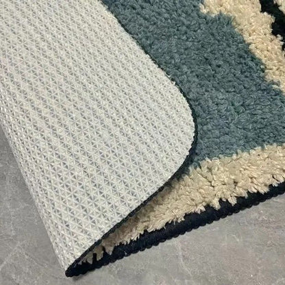 FORMIVA – Abstrakte, handgefertigte Badematte mit rutschfester Unterseite für das Badezimmer 6